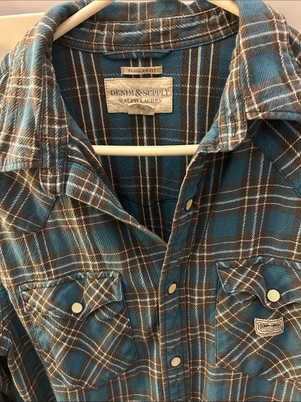 Men’s Ralph Lauren/DENIM & SUPPLY Plaid Button-Up Shirt. Light, chambray, feel. - Picture 2 of 4